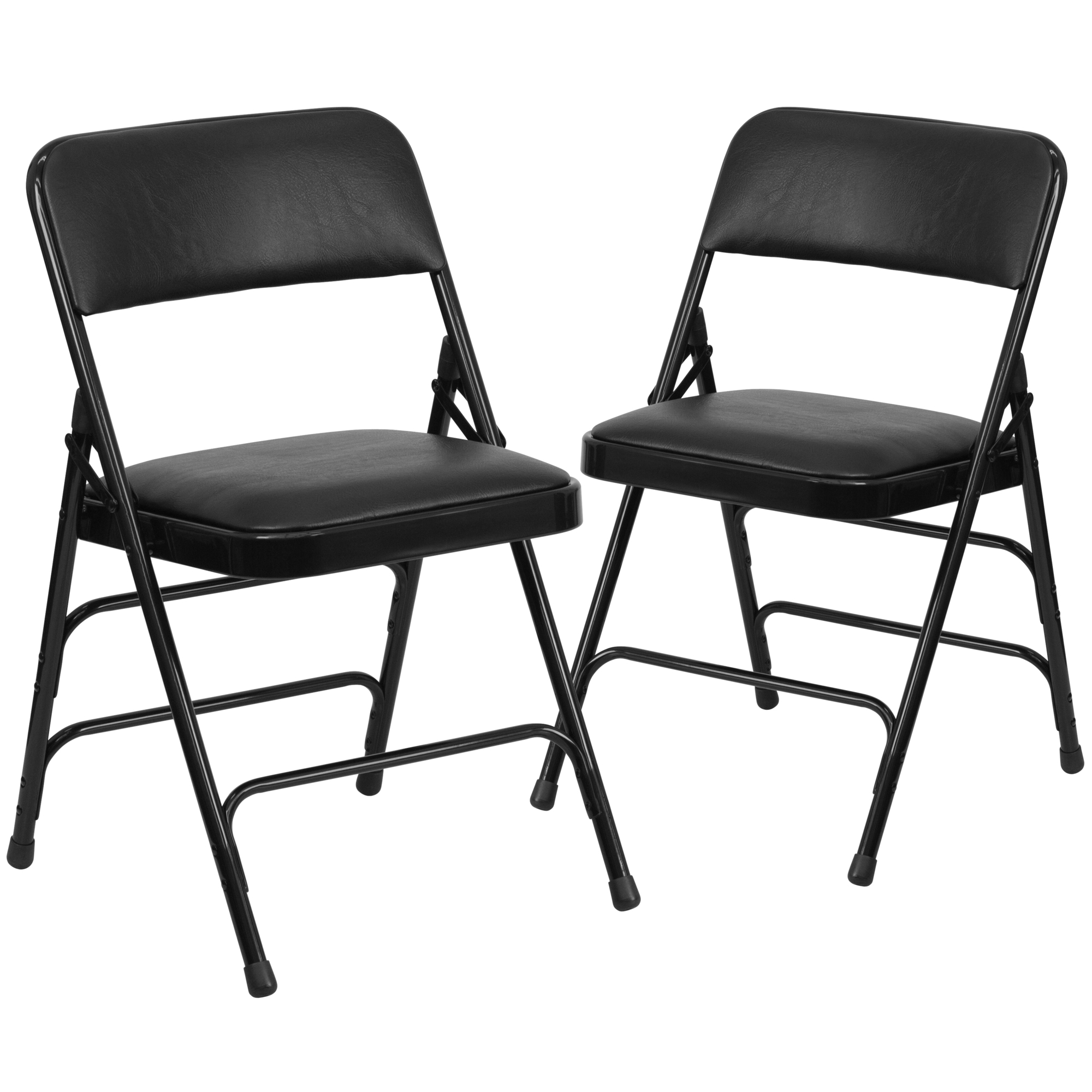 Flash Furniture, 2PK Triple Braced Black Vinyl Metal Folding Chair, Included (qty.) 2 Model# 2HAMC309AVBK